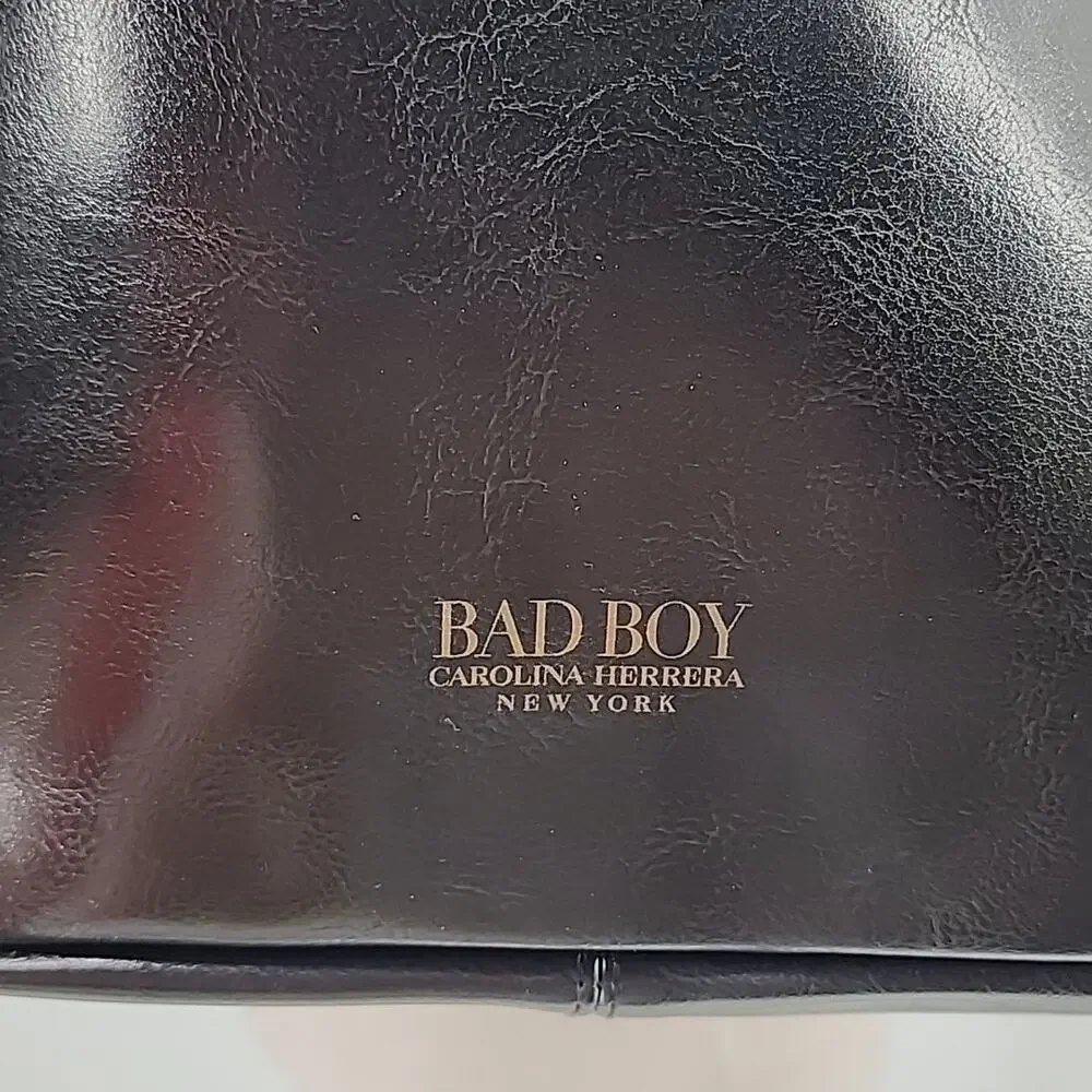Carolina Herrera Bad Boy Faux Leather Black Drawstring Backpack Bag